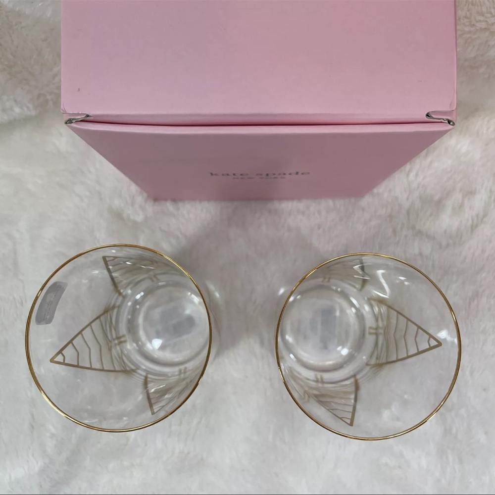 Kate Spade X Lenox Cocktail Glasses 2 16oz Spruce Way Highball New York NIB - Picture 6 of 11